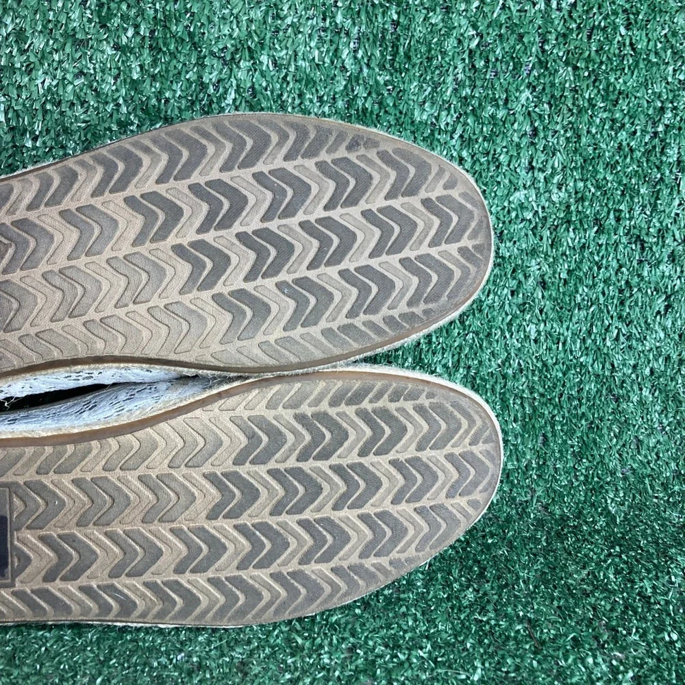 TOMS Deconstructed Alpargata Floral Lace Mesh Slip On Flat Shoes White Womens 8